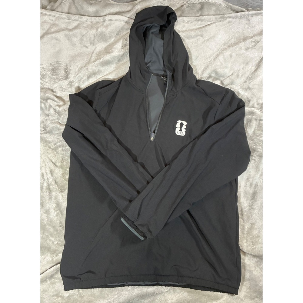 Adidas FIFA World Cup 2026 Mens Medium Quarter Zip Hooded Windbreaker Black
